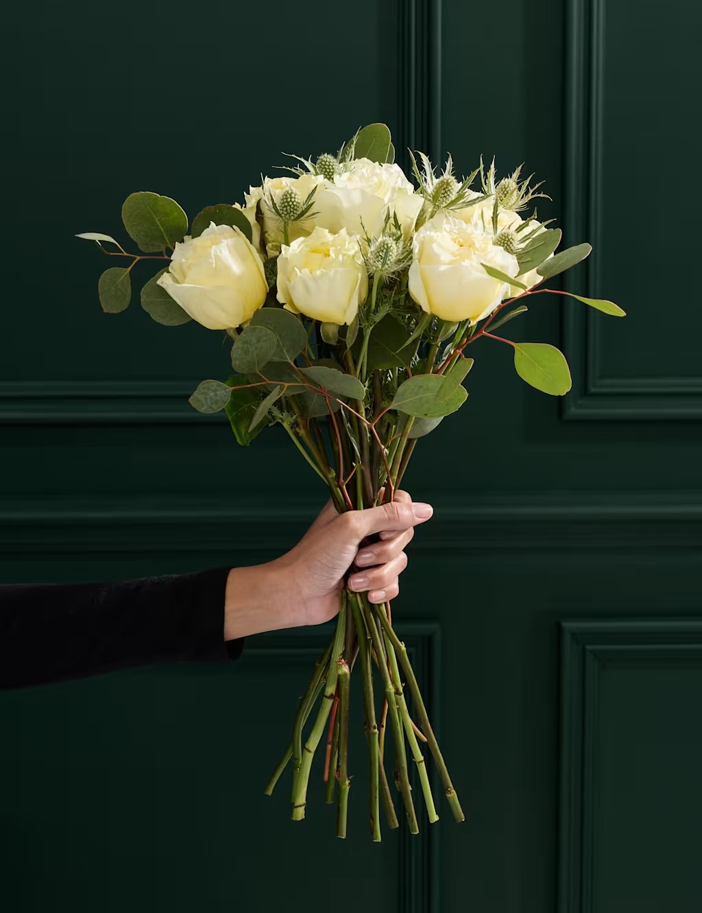 Krēmkrāsas peoniju rožu ziedu pušķis